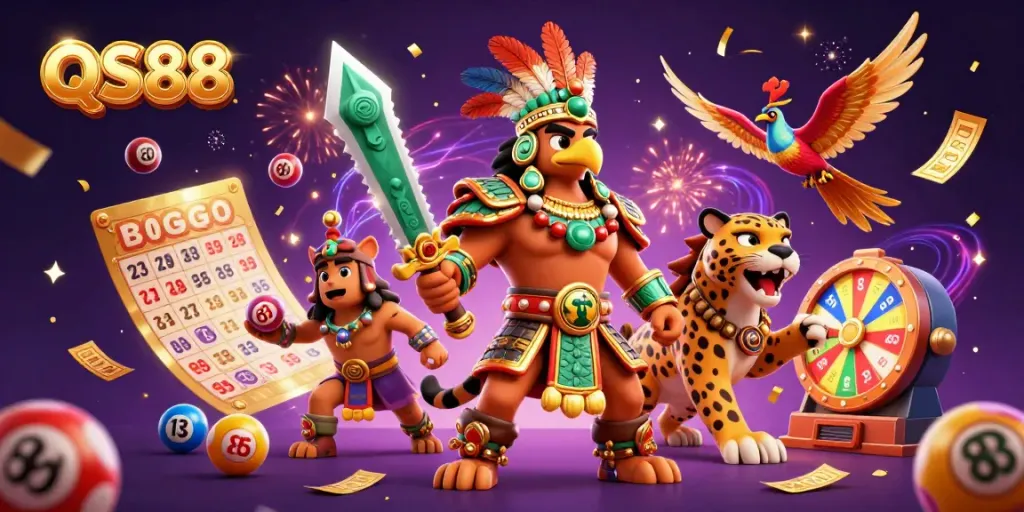 Engage in thrilling gameplay with QS88, where dynamic lottery visuals and vibrant characters come alive.