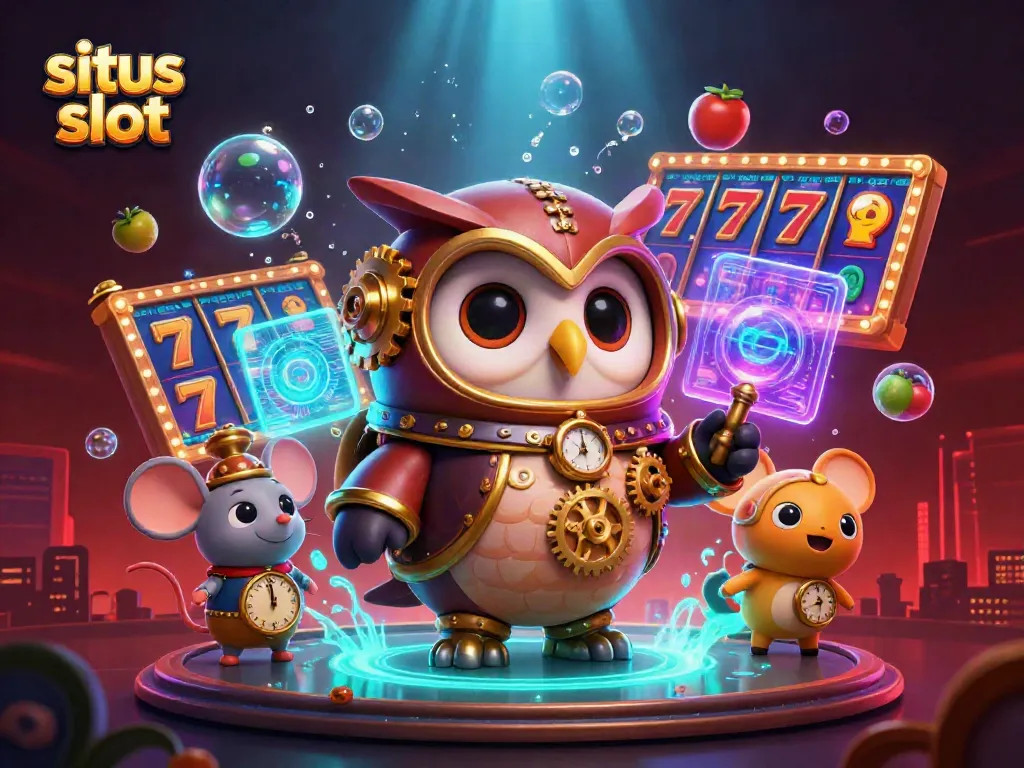 Spin the reels for big wins at situs slot with a magical steampunk casino scene.