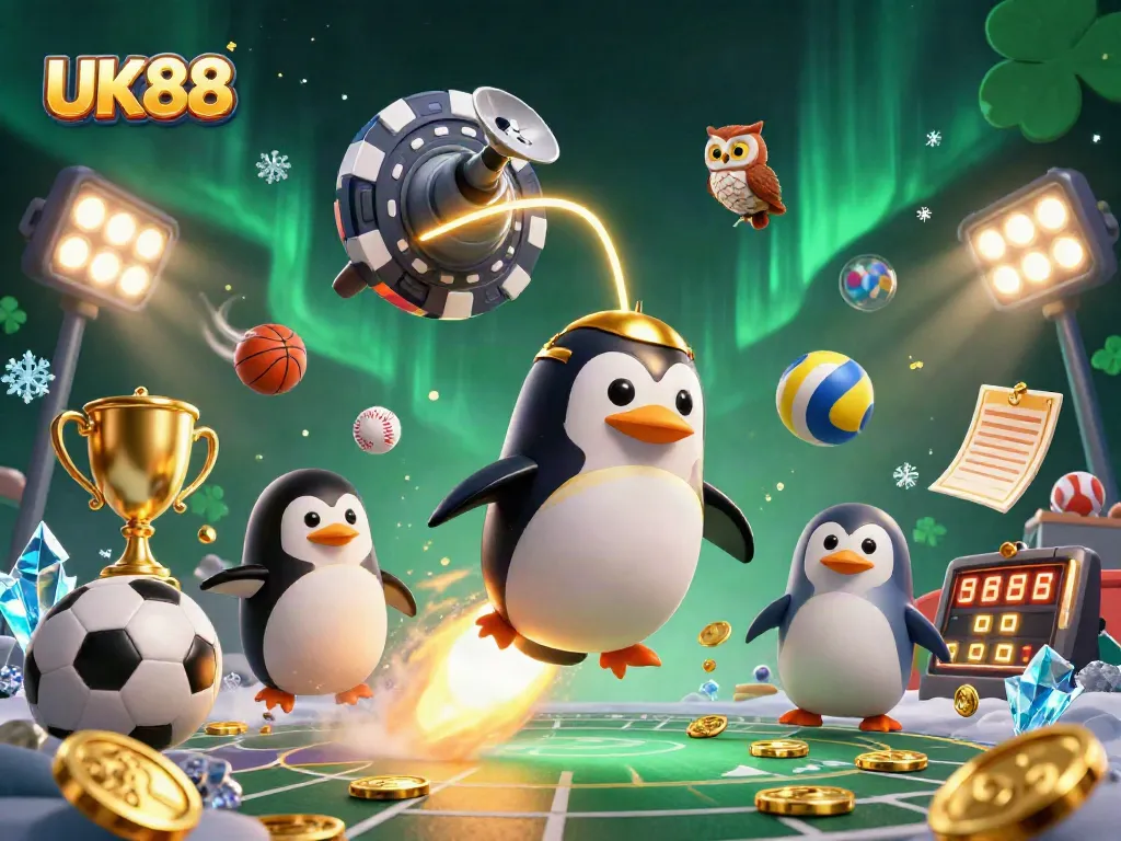 Experience the thrill of UK88's dynamic gambling world with a casino space adventure illustration.