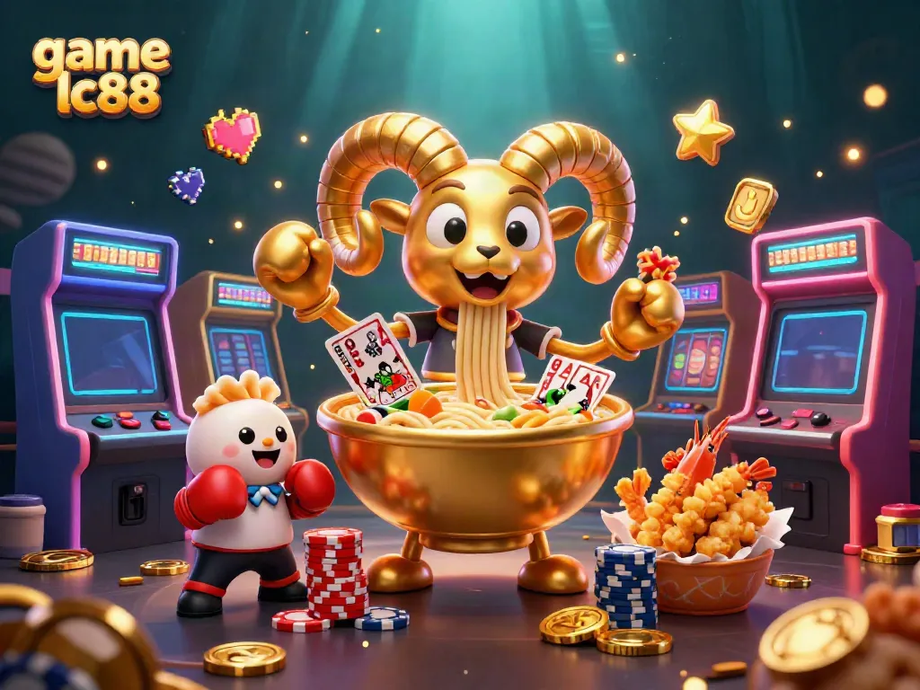 Engage in game lc88 action with vibrant 3D characters and casino elements in a dynamic, rich scene.