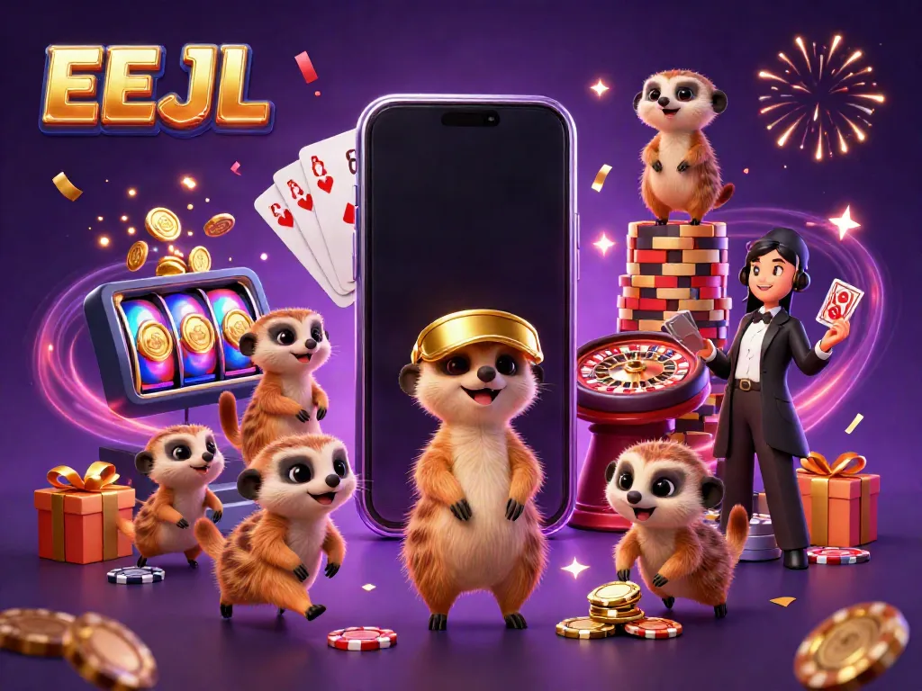Join the excitement at EEJL's vibrant casino scene with playful meerkats amidst all the action!