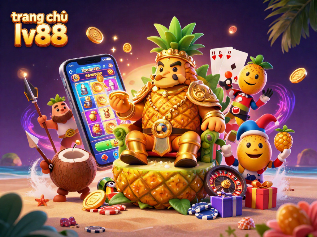 Experience the vibrant world of trang chủ lv88 with a thrilling beach casino scene featuring unique characters and gaming elements.