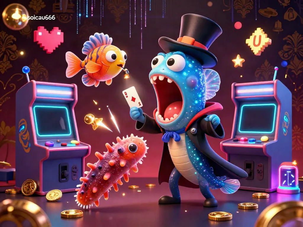 SoiCau666 showcases a magical underwater scene with bioluminescent characters performing thrilling tricks, enriching lottery experiences.