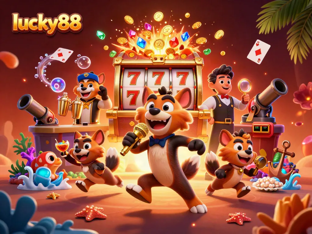 Join the excitement at lucky88 casino with hyenas entertaining as a stand-up comedian and bartender amidst the vibrant gaming scene.