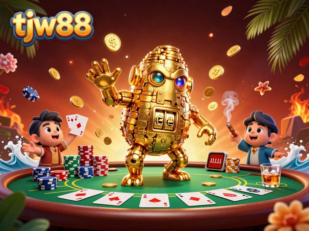 Experience thrilling gameplay at tjw88 with vibrant poker action featuring golden golems and colorful chips.