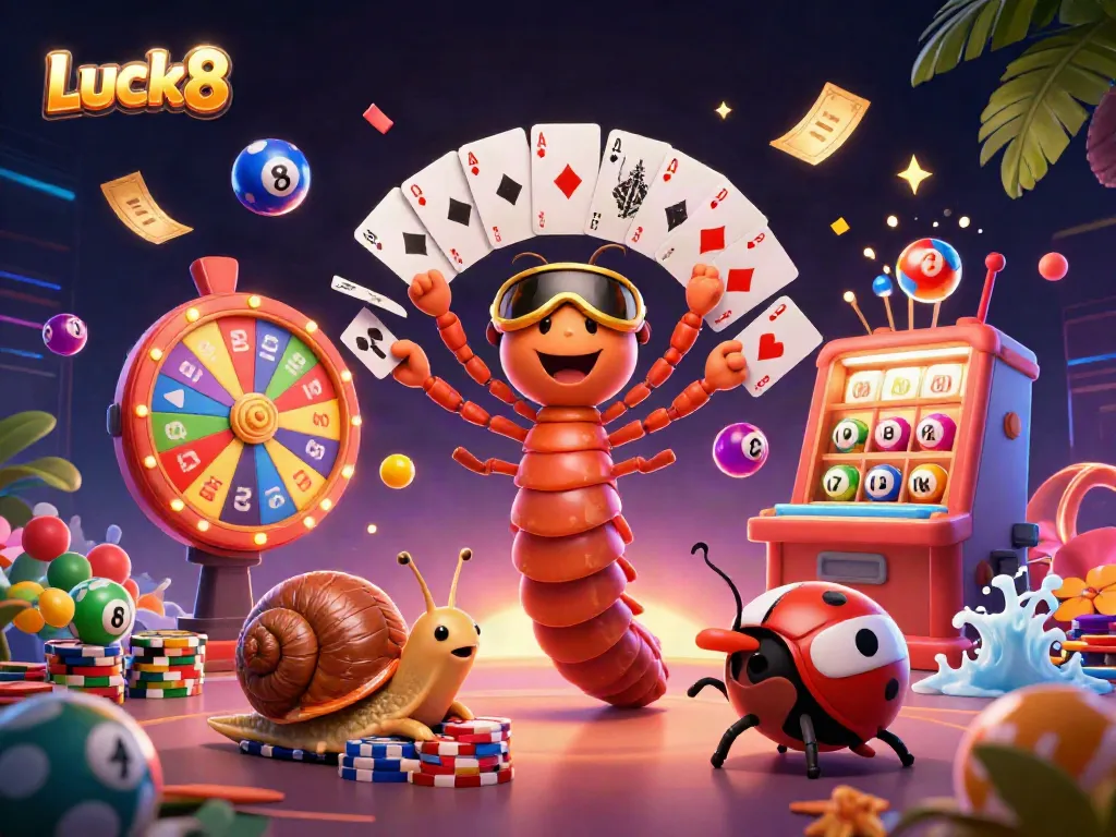 Experience vibrant Luck8 casino action with a lively dealer, colorful game elements, and thrilling energy.