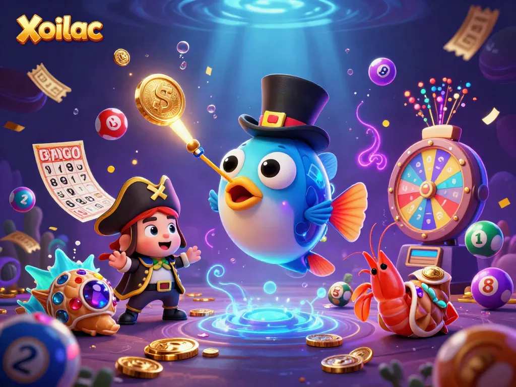 Xoilac attracts online gamblers with vibrant, dazzling engaging illustrations featuring lucky gaming elements.