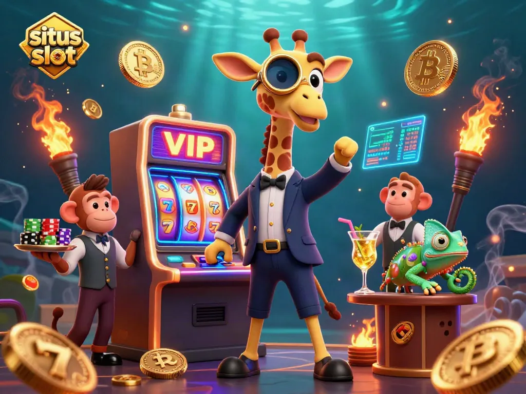 Temukan situs slot menarik dengan jerapah bertinggi tinggi, pengawal monyet, dan bartender chameleon mencampur koktail emas.