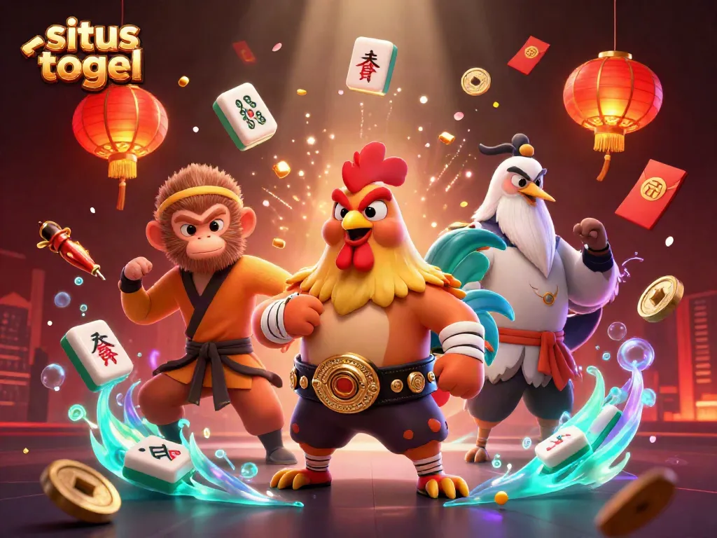 Engage with the exciting atmosphere of situs togel with this vibrant 3D cartoon scene featuring unique characters.