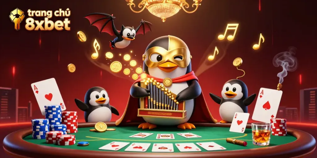 Immerse in the world of trang chủ 8xbet as a phantom opera penguin plays while golden coins rain down from a pipe organ.