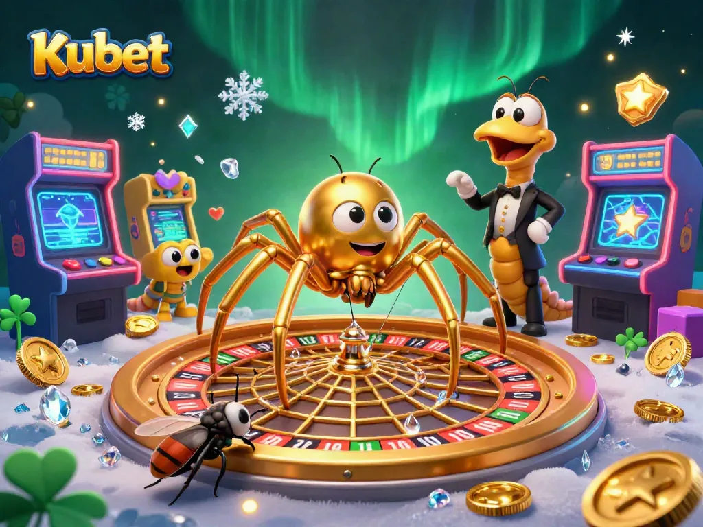 Kubet players placing bets at a roulette wheel in a vibrant casino scene.